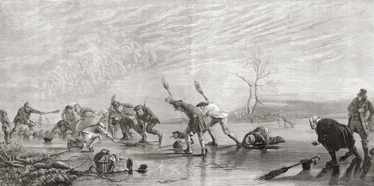 Curling 1800-luvulla, Samuel G. Greenin vuonna 1886 julkaistusta Skotlannin kynällä ja lyijykynällä piirretyistä kuvista (litho) tekijältä English School
