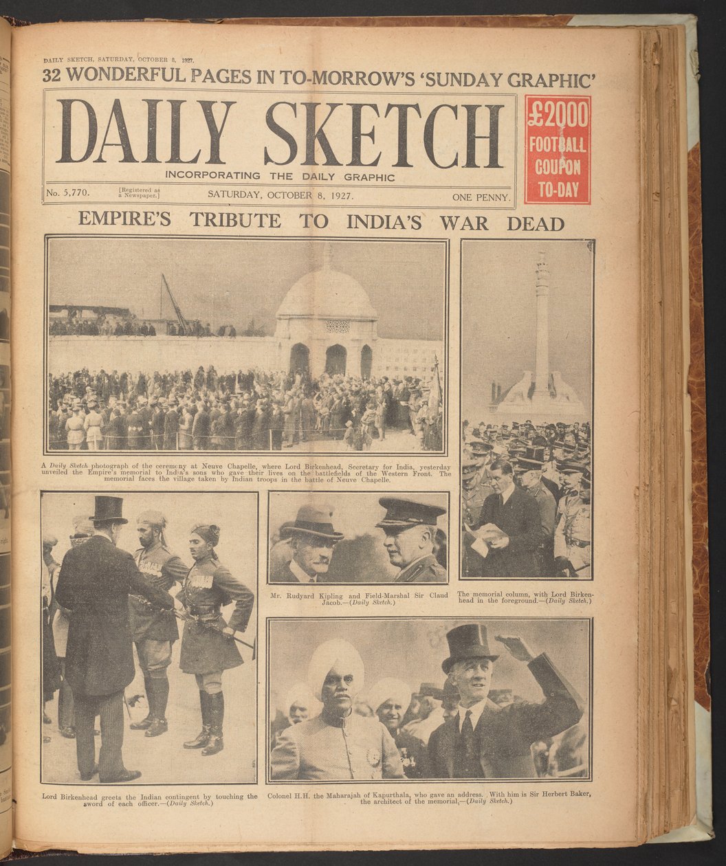 Daily Sketch, joka näyttää Rudyard Kiplingin Neuve Chapellessa, 8. lokakuuta tekijältä English School
