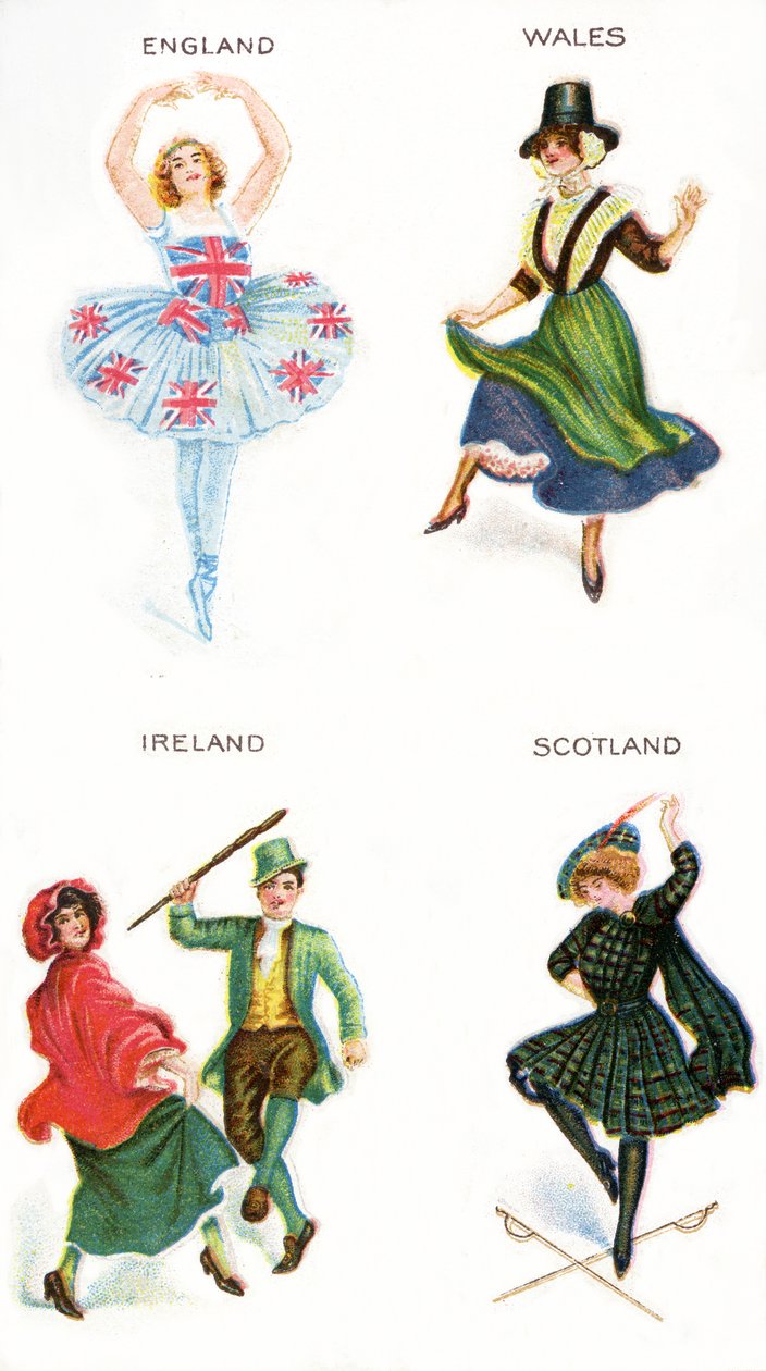 Brittisaarten tanssijat, tupakkakortit, 1915 (katso myös 472941, 472966,472956,472963) tekijältä English School