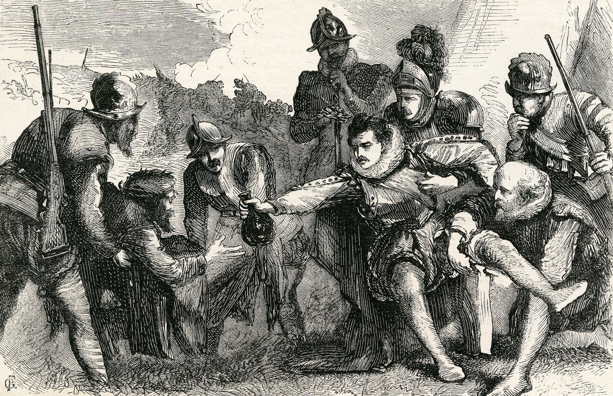 Sir Philip Sidney kuoli Zutphenin taistelussa 1865 tekijältä English School