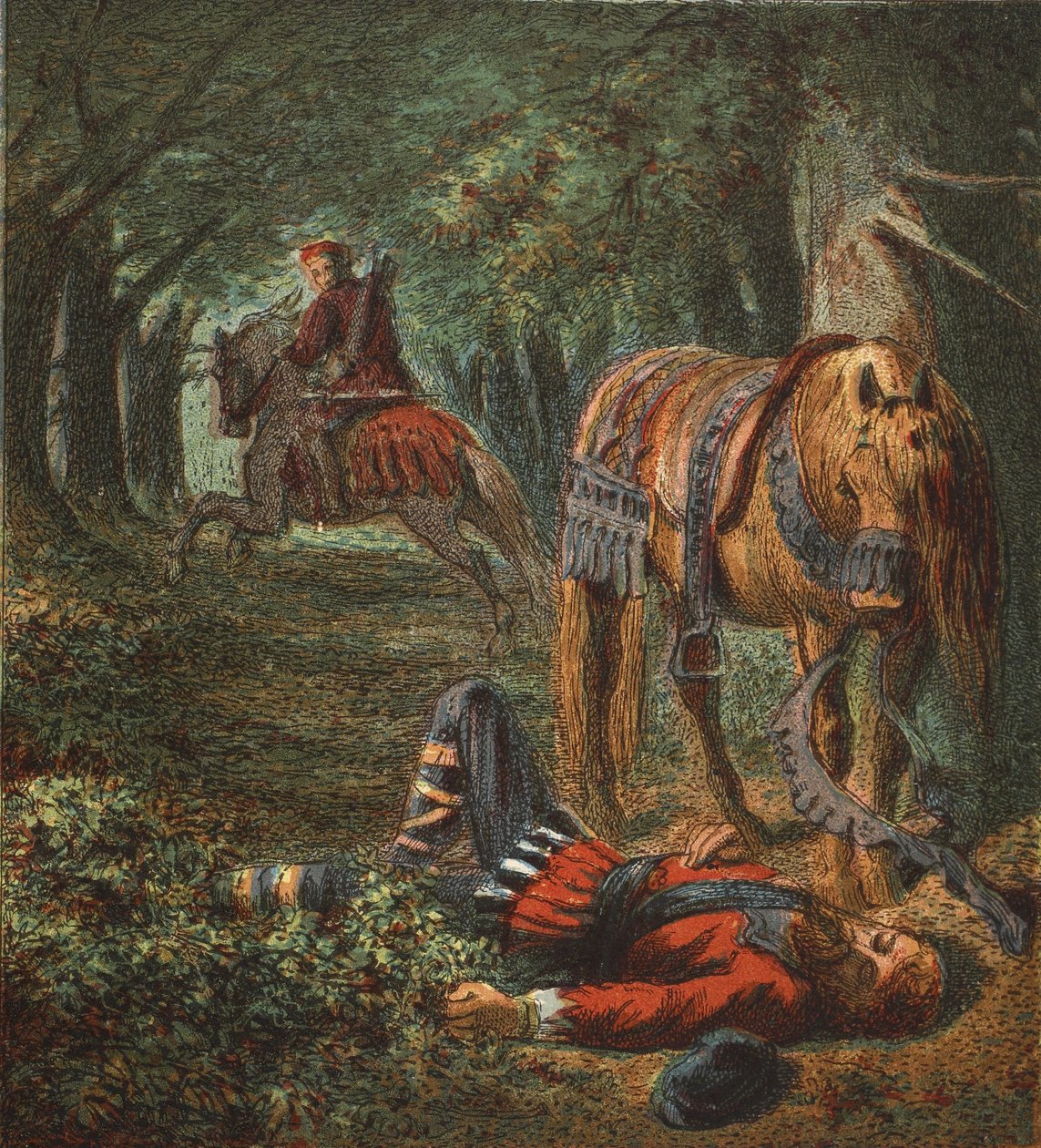 William The Secondin kuolema, pub. 1890 (värilitografia) tekijältä English School