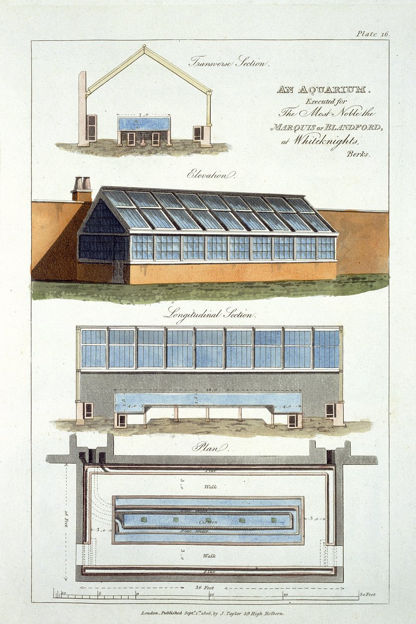 Design for An Aquarium, toteutettu The Marquis of Blandfordille Whiteknightsissa, 1806 tekijältä English School