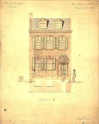 Suunnitelma Haymarketin pientä teatteria varten, noin 1800 (vesiväri paperille). tekijältä English School
