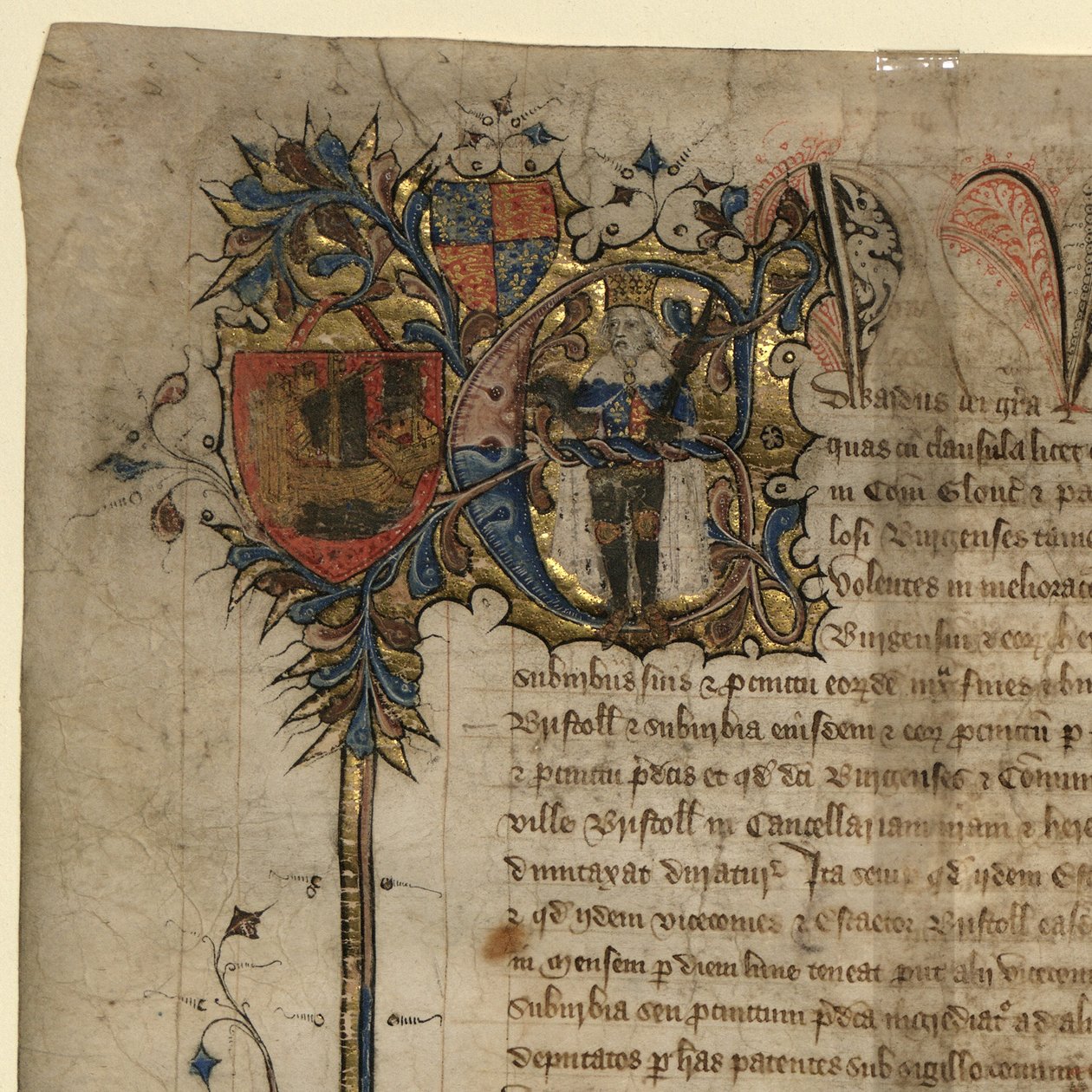 Yksityiskohta Edward III:sta Suuresta Vapauksien peruskirjasta tekijältä English School