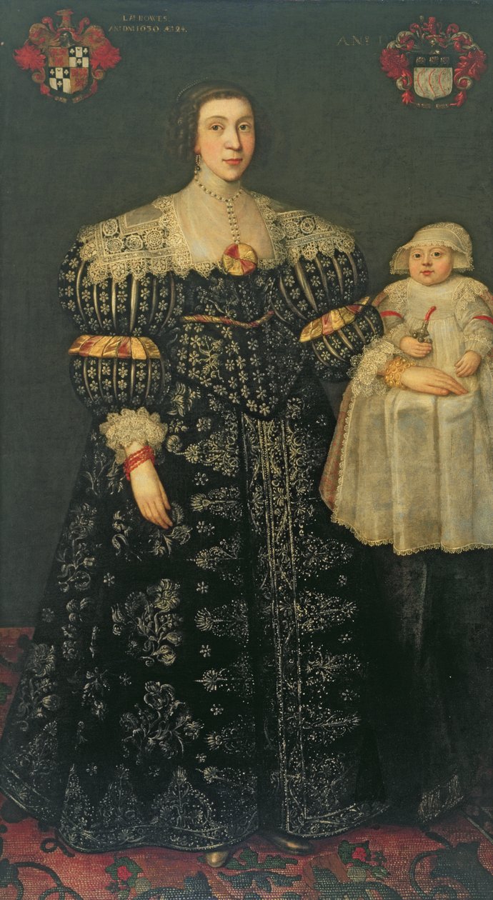 Kaksoismuotokuva Mariasta, Lady Bowesista, 24, ja hänen vanhimmasta pojastaan Thomasista, 1630 tekijältä English School