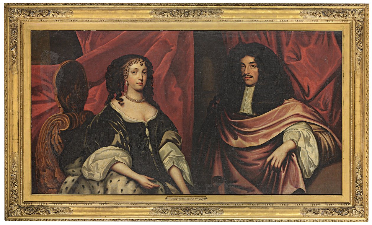 Kaksoismuotokuva kuningas Kaarle II:sta ja Katariinasta Braganzasta, n. 1665 tekijältä English School