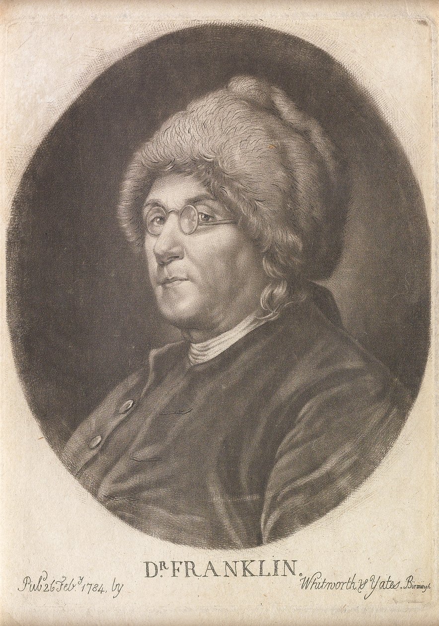 Dr. Franklin, 1784 (mezzotint) tekijältä English School