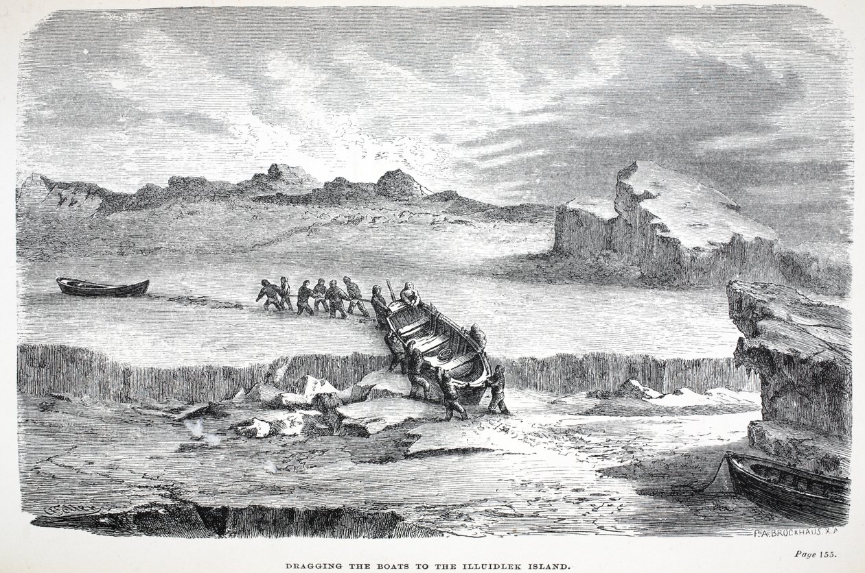Veneiden vetäminen Illuidlekin saarelle, pubi. Lontoo 1886 tekijältä English School