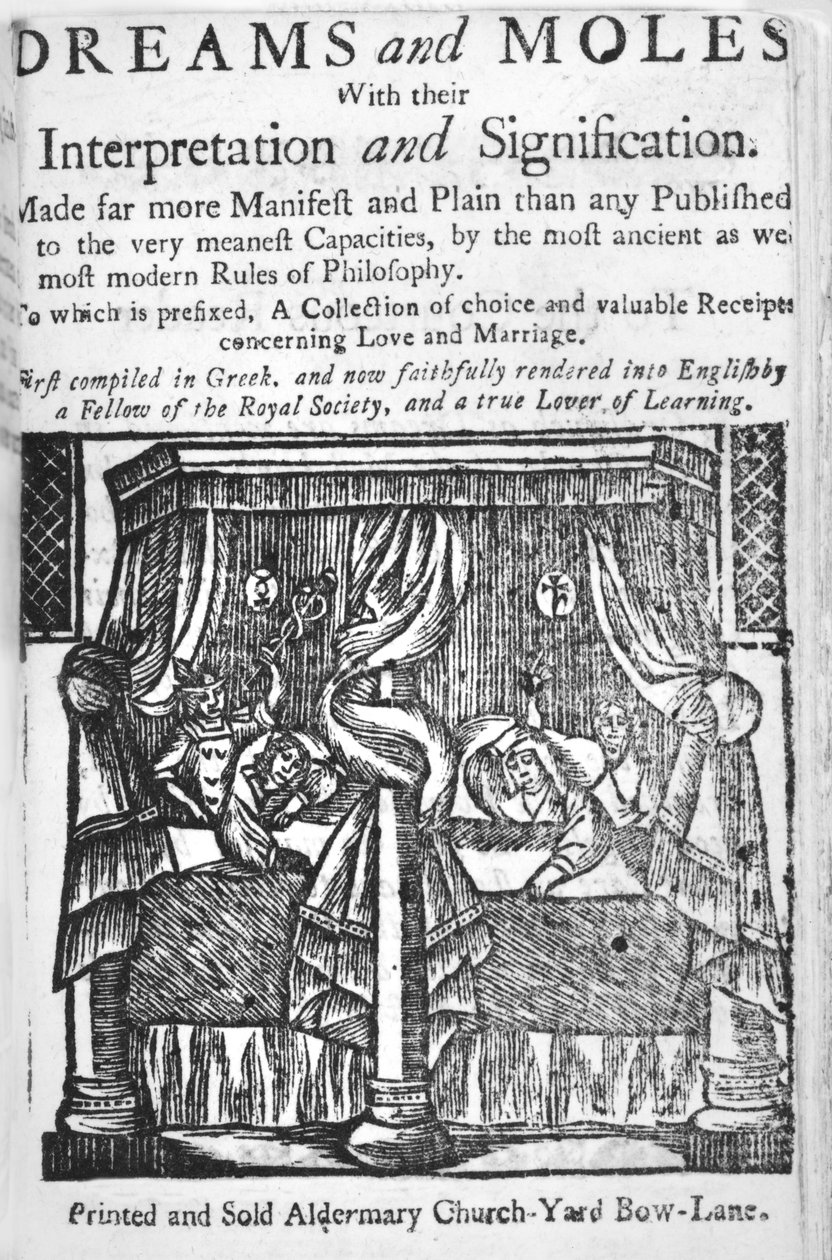 Unet ja myyrät, otsikkosivu, n.1750 (puupiirros) tekijältä English School