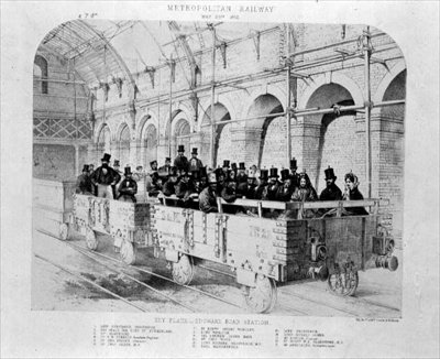 Edgware Roadin asema Metropolitan Railwayn avajaismatkalla, 24. toukokuuta 1862 (litho) tekijältä English School
