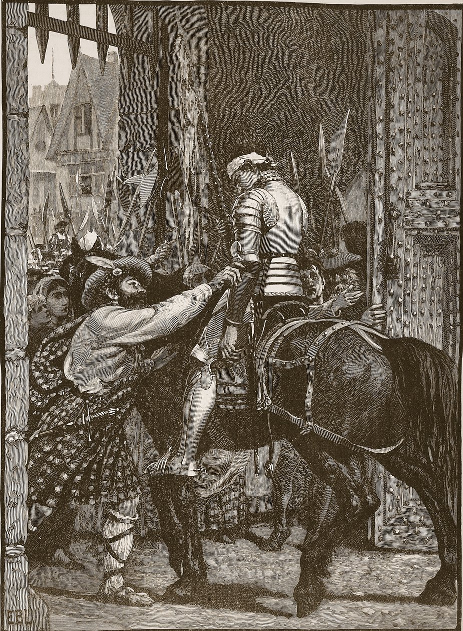 Edinburgh Floddenin jälkeen, kuvitus Cassells Illustrated History of Englandista (seepiakuva) tekijältä English School