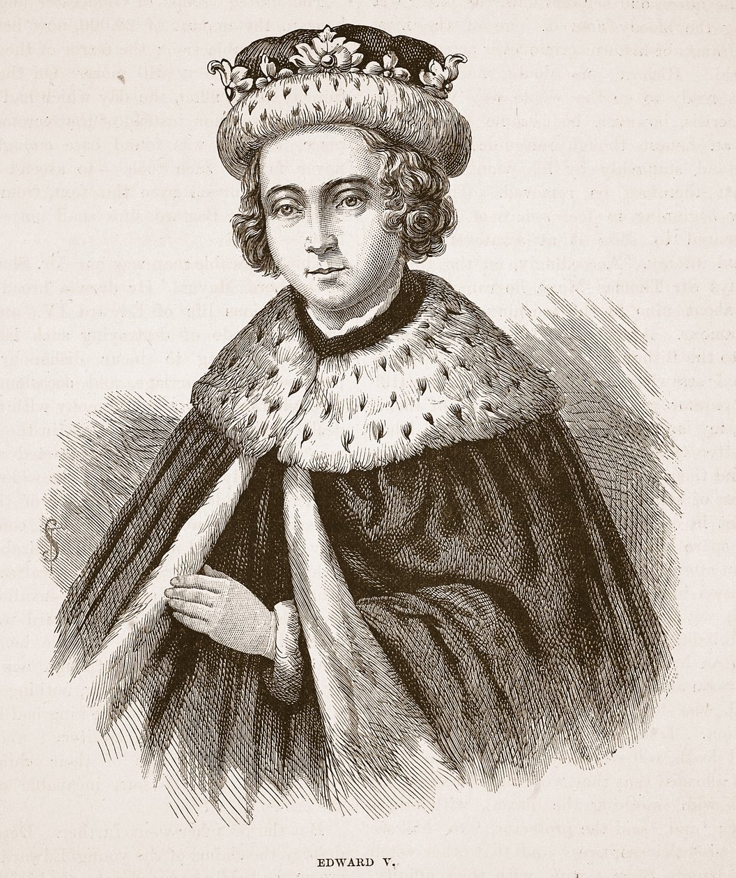 Edward V, kuvitus Cassells Illustrated History of Englandista (seepiakuva) tekijältä English School