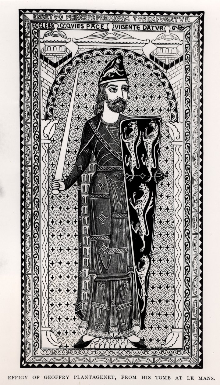 Geoffrey Plantagenetin (1113-1150) kuva hänen haudastaan Le Mansissa tekijältä English School