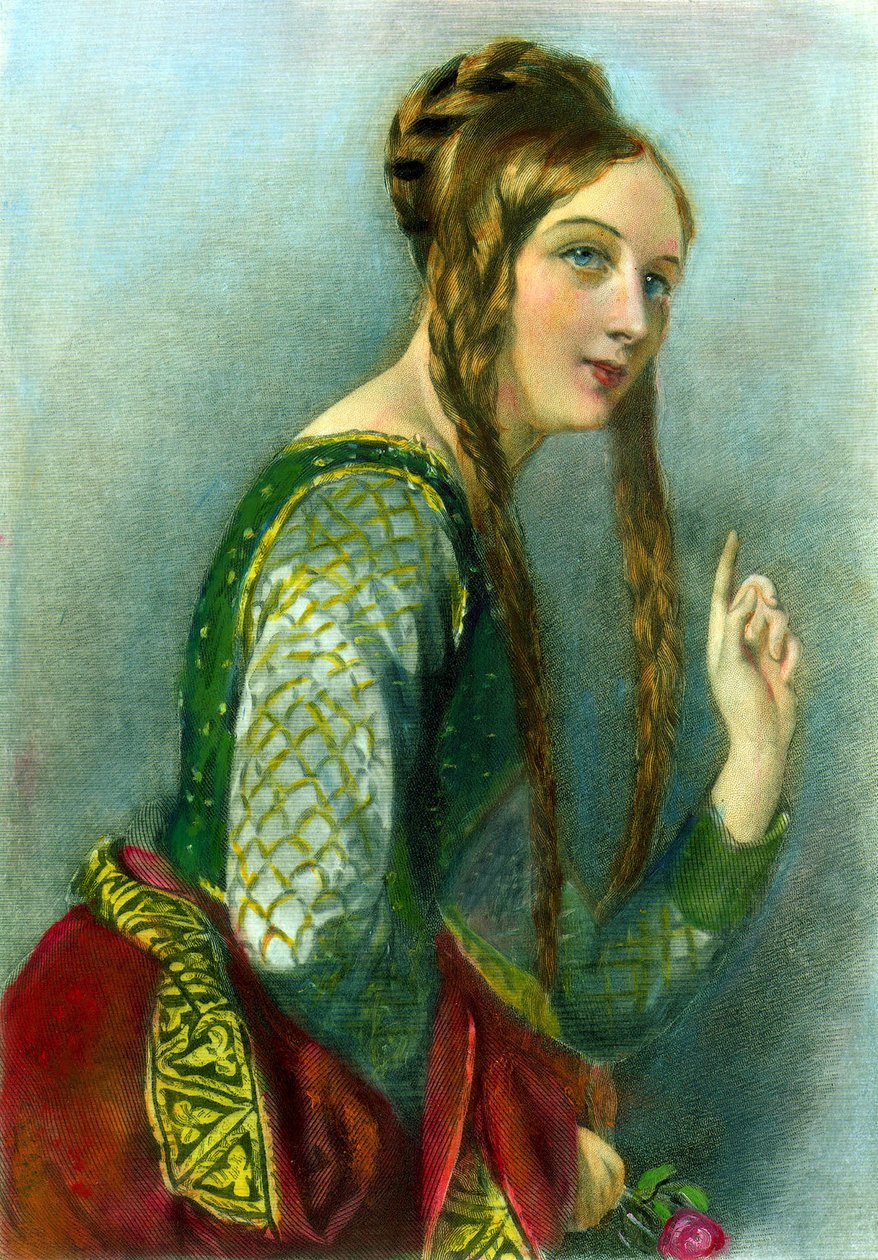 Eleanor Akvitanian kuningatar, Henrik II:n kuningatar, painanut Henry G. Bohn, 1856 (värikaiverrus). tekijältä English School