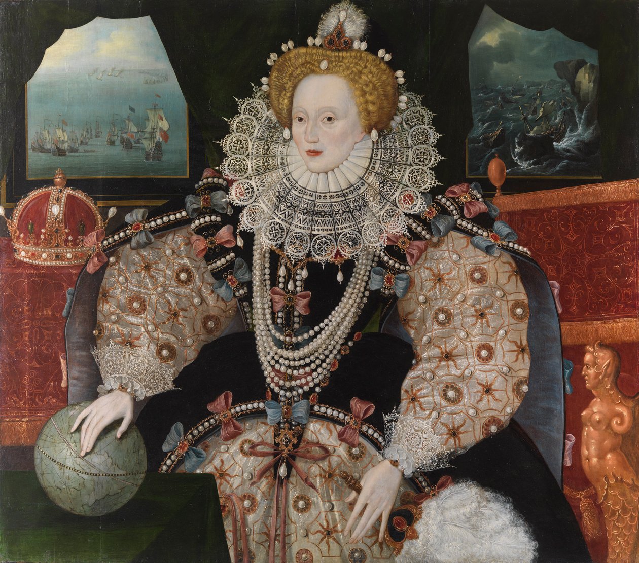 Elisabet I (Armadan muotokuva), noin 1588 (öljy tammipaneelille). tekijältä English School