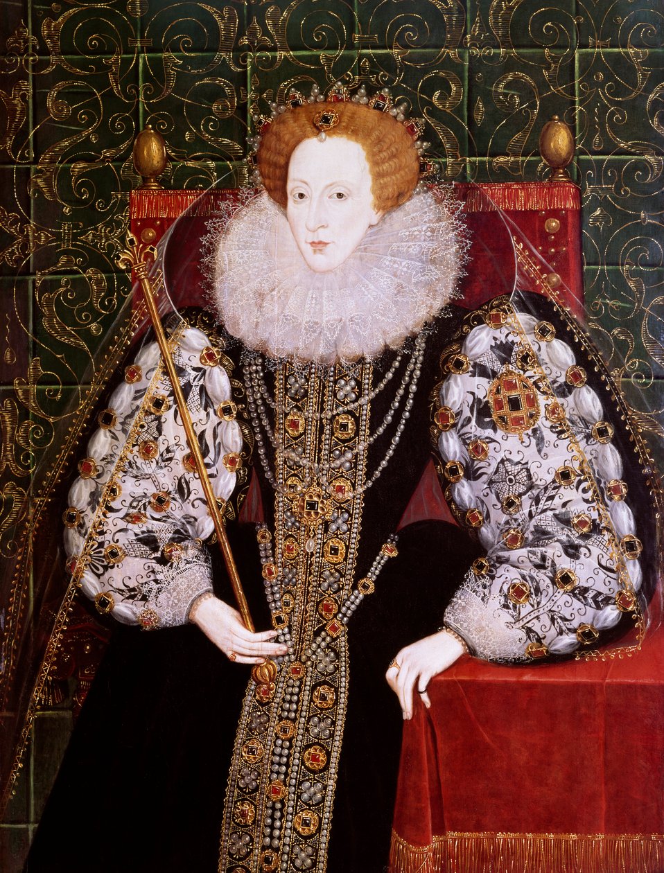 Elisabet I, noin 1590 (öljy paneelille) tekijältä English School