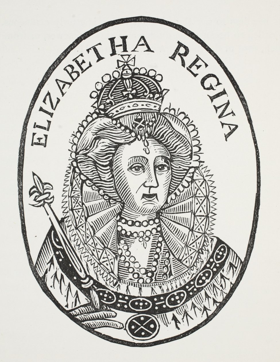 Elizabeth Regina, kuvitus John Ashtonin kirjasta Chap-books of the Eighteenth Century, pubi. 1882 tekijältä English School