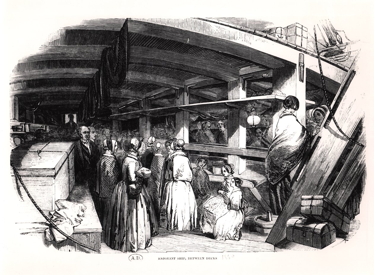 Maahanmuuttajalaiva, kansien välissä, 1850 tekijältä English School