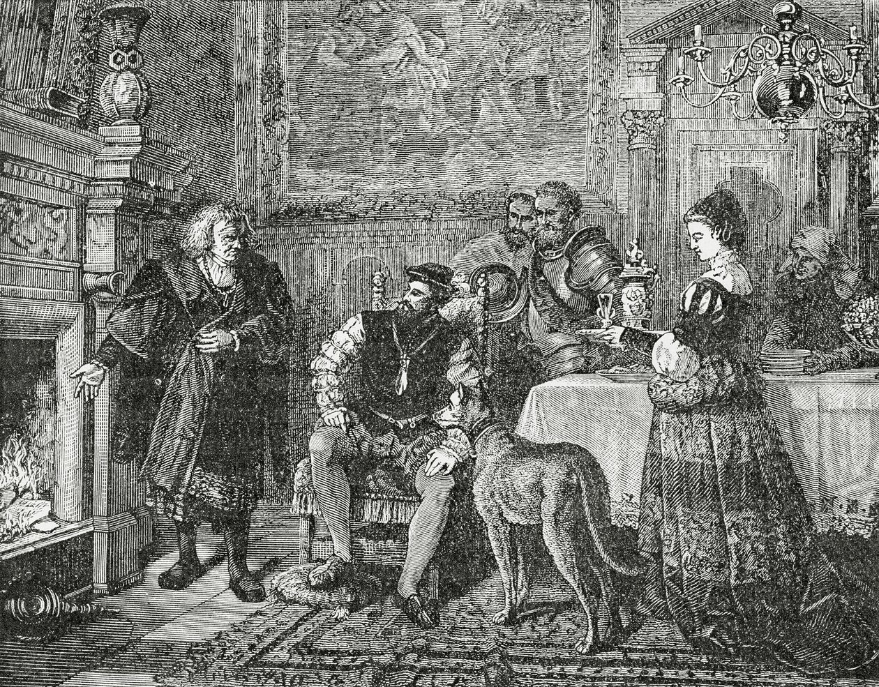 Keisari Kaarle V vierailee Fuggerien luona, 1882 tekijältä English School