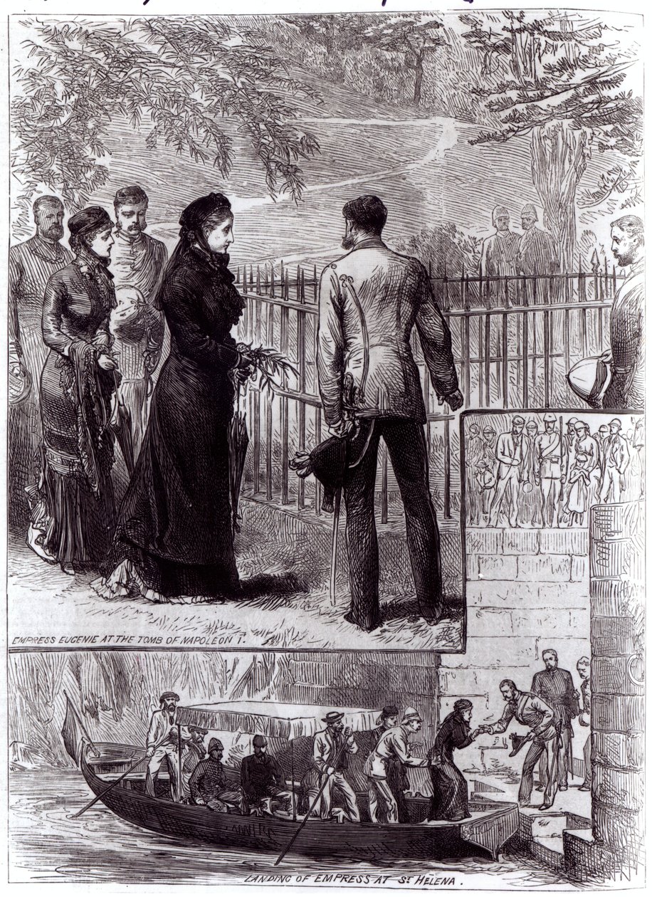 Keisarinna Eugenie vierailee Napoleon I:n haudalla St. Helenalla, 1880 tekijältä English School