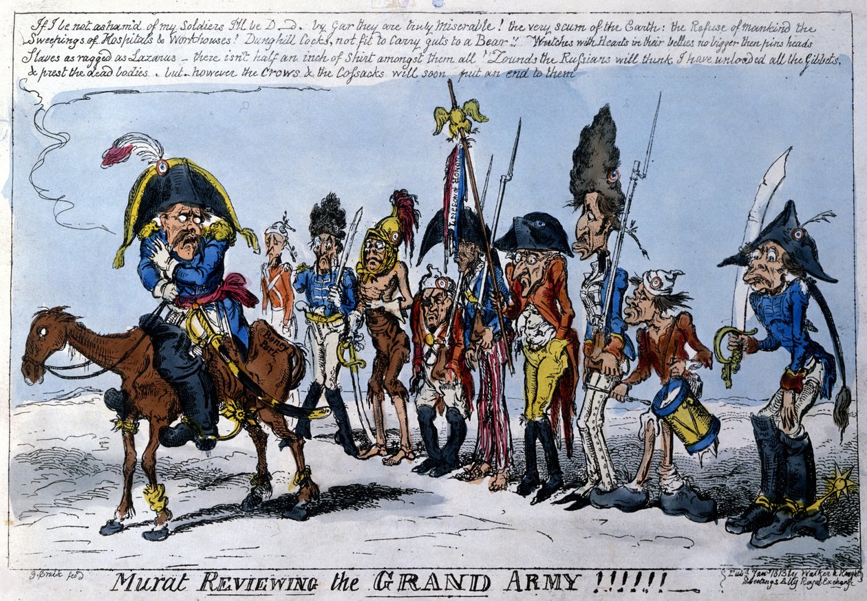 Englantilainen sarjakuva Joachim Muratista (1767 - 1815), Imperiumin marekaalista Suuren Armeen kärjessä. tammikuuta 1813. tekijältä English School