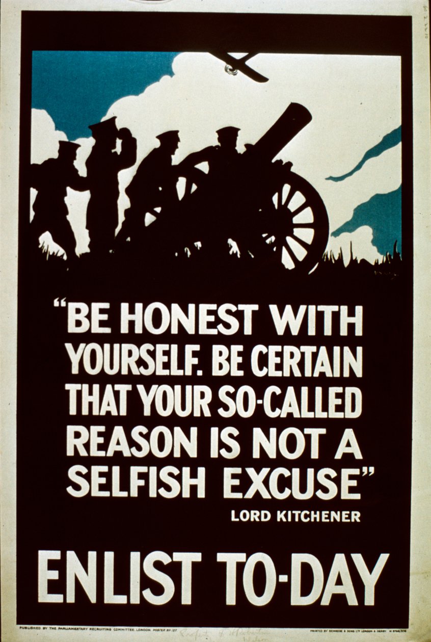 Enlist To-Day Recruitment Poster, 1914-1818 tekijältä English School
