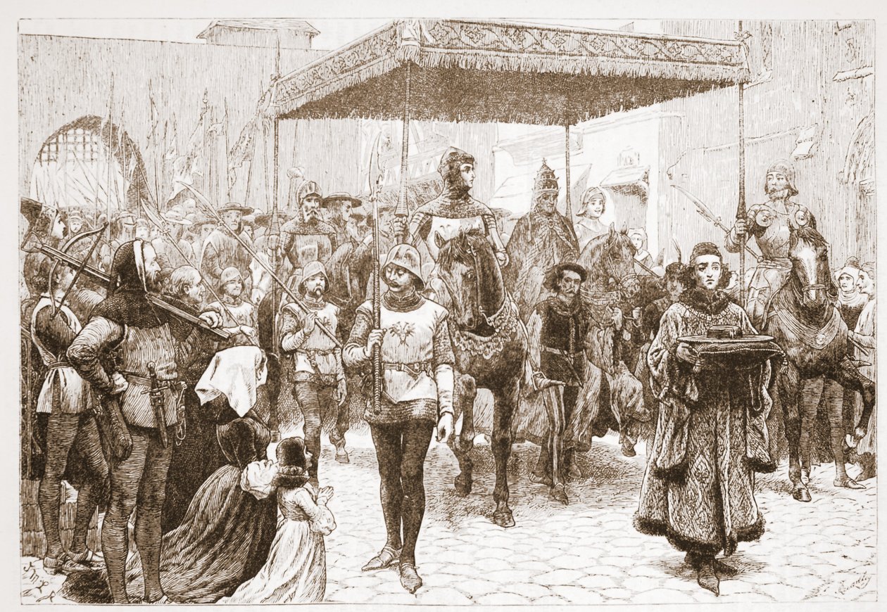 Paavi Johanneksen sisäänkäynti Constanceen, kuvitus James Aitken Wylien (1808-1890) Protestantismin historiasta, pub. 1878 tekijältä English School