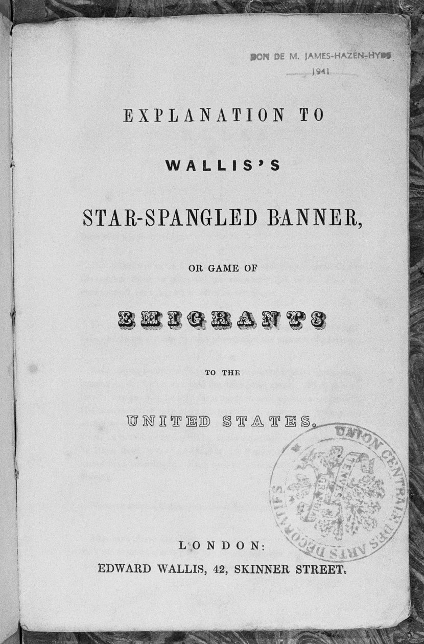 Selitys Game of the Star-Spangled Banner tai Emigrants to Yhdysvaltoihin, n. 1840 tekijältä English School