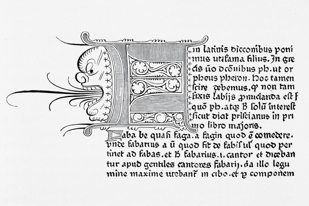 Faksimile sivusta Catholiconista, painettu Johannes Gutenberg, Mainz, 1460 tekijältä English School