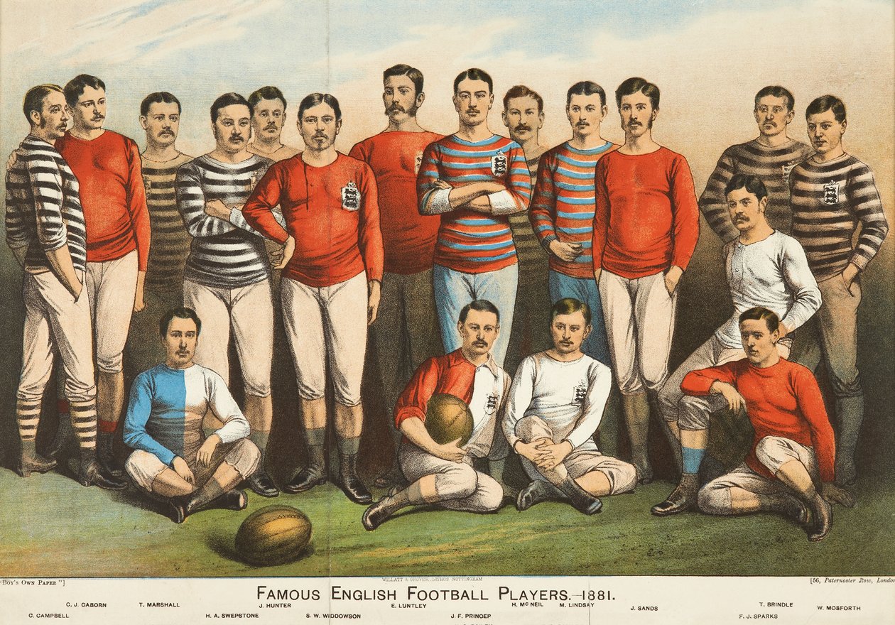 Kuuluisia englantilaisia jalkapalloilijoita vuodelta 1881 Boys Ownilta tekijältä English School