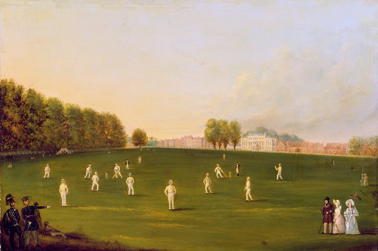 Ensimmäinen suuri krikettiottelu, jonka Royal Amateur Societyn jäsenet pelasivat Hampton Court Greenillä 3. elokuuta 1836, 1836. tekijältä English School