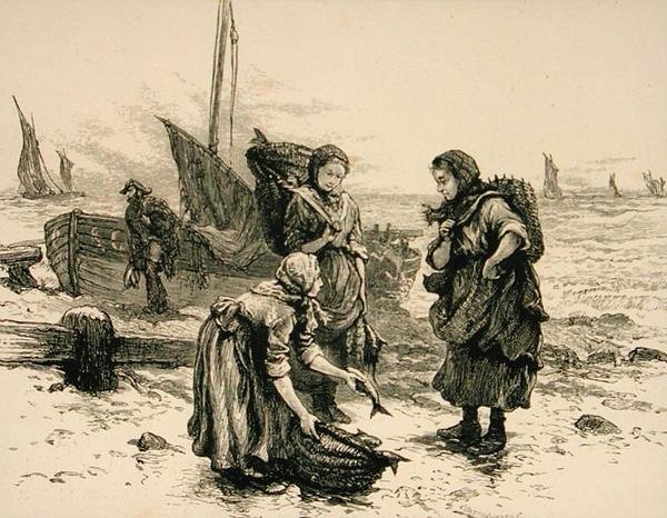 Fisherwomen vuonna n. 1880, Religious Tract Societyn julkaisemasta Scottish Picturesistä tekijältä English School