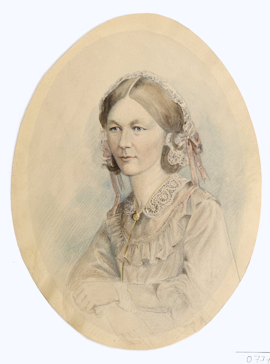 Florence Nightingale, Lenthallin valokuvan jälkeen, 1956 (lyijykynä ja pesu paperille) tekijältä English School