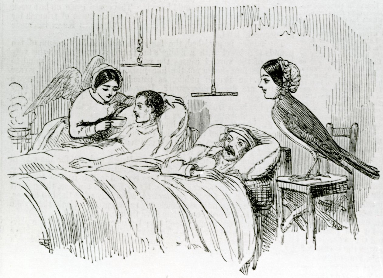 Florence Nightingale ja yksi hänen palvelevista enkeleistään Krimillä tekijältä English School