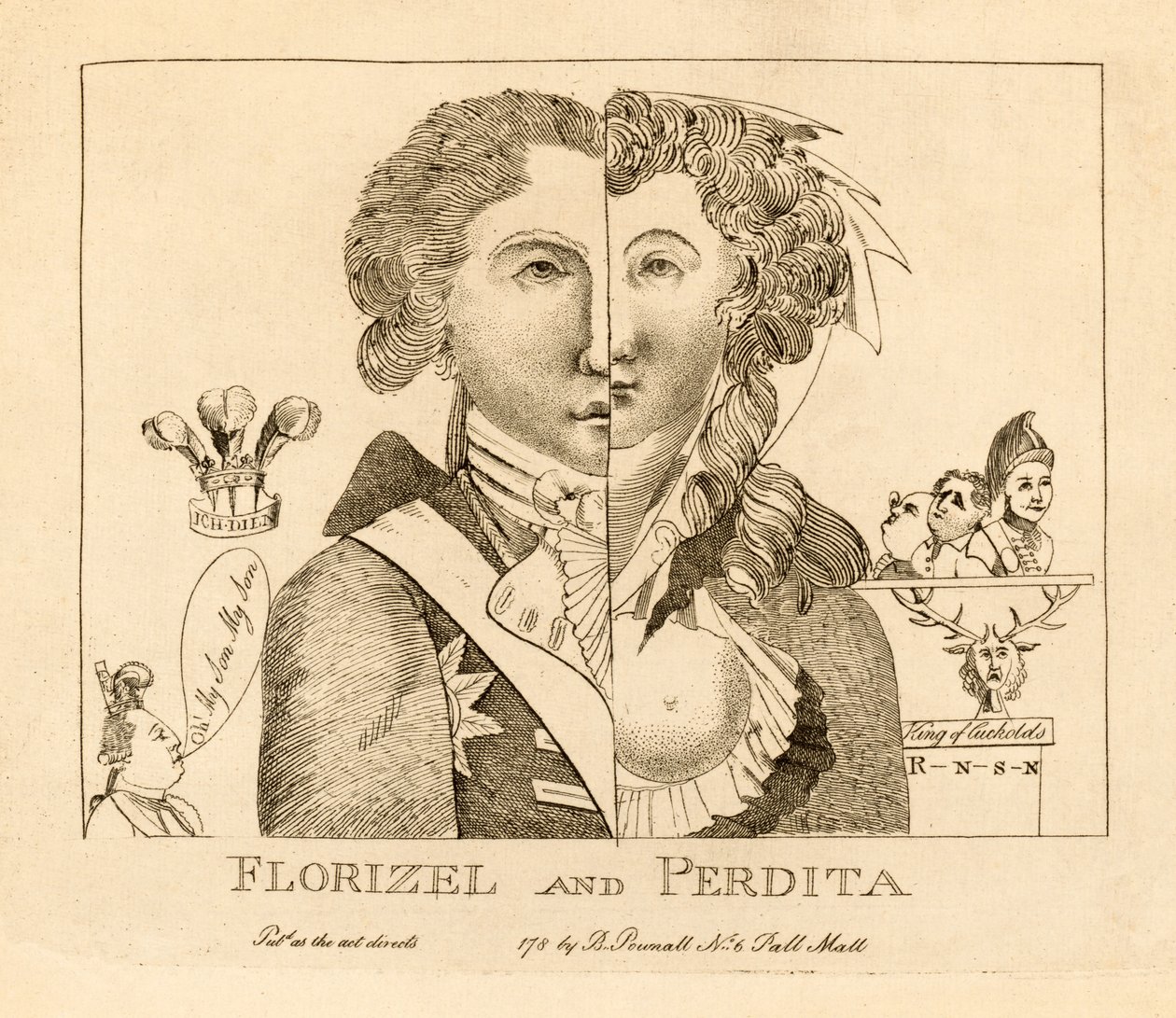 Florizel ja Perdita, pubi. n.1783 (kaiverrus) tekijältä English School