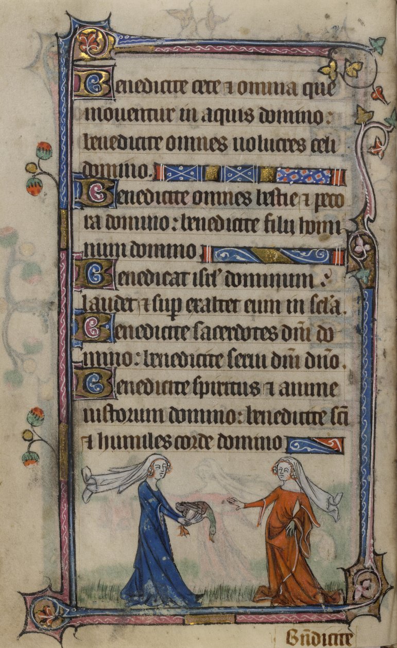 Folio 75v kuvitus "Taymouth Hoursista" (vellum) tekijältä English School