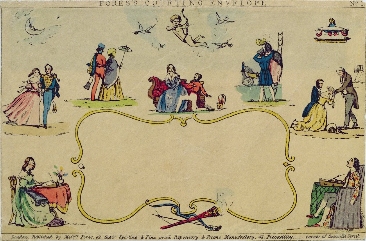 Foress Courting Envelope, pub. kirjoittanut herra Fores, n. 1840 tekijältä English School