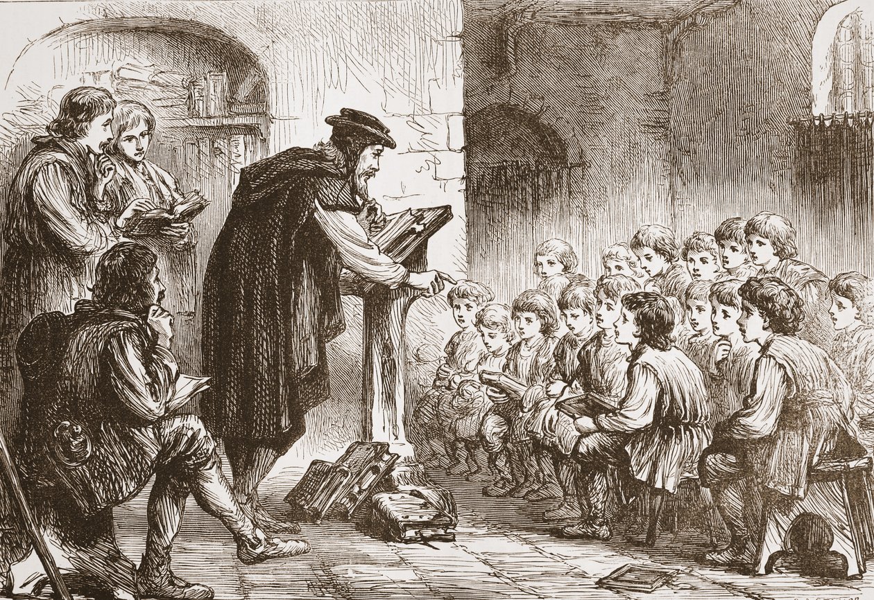 Froments-koulu Molardissa, kuvitus James Aitken Wylien (1808-1890) teoksesta The History of Protestantism, pub. 1878 tekijältä English School