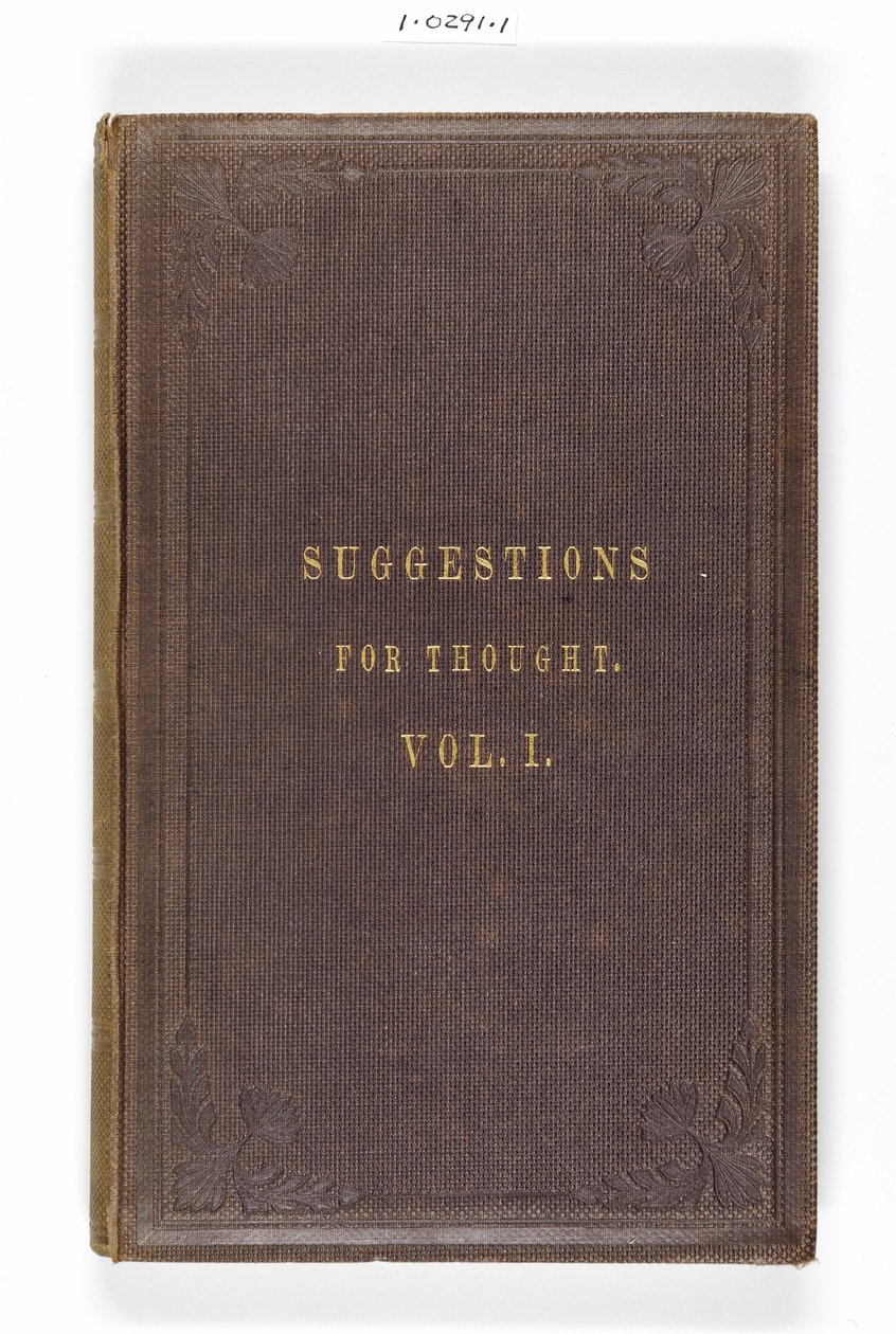 Florence Nightingalesin etukansi Ajatusehdotuksia totuuden etsijille Englannin artiiaanien keskuudessa, painanut Eyre & Spottiswoode, Lontoo, 1860 tekijältä English School