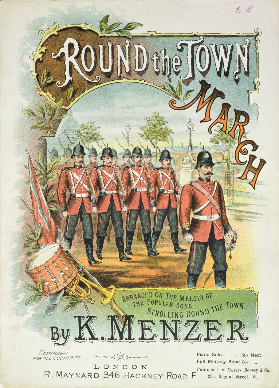 K. Menzerin Round the Town Marchin nuotioiden etukansi tekijältä English School