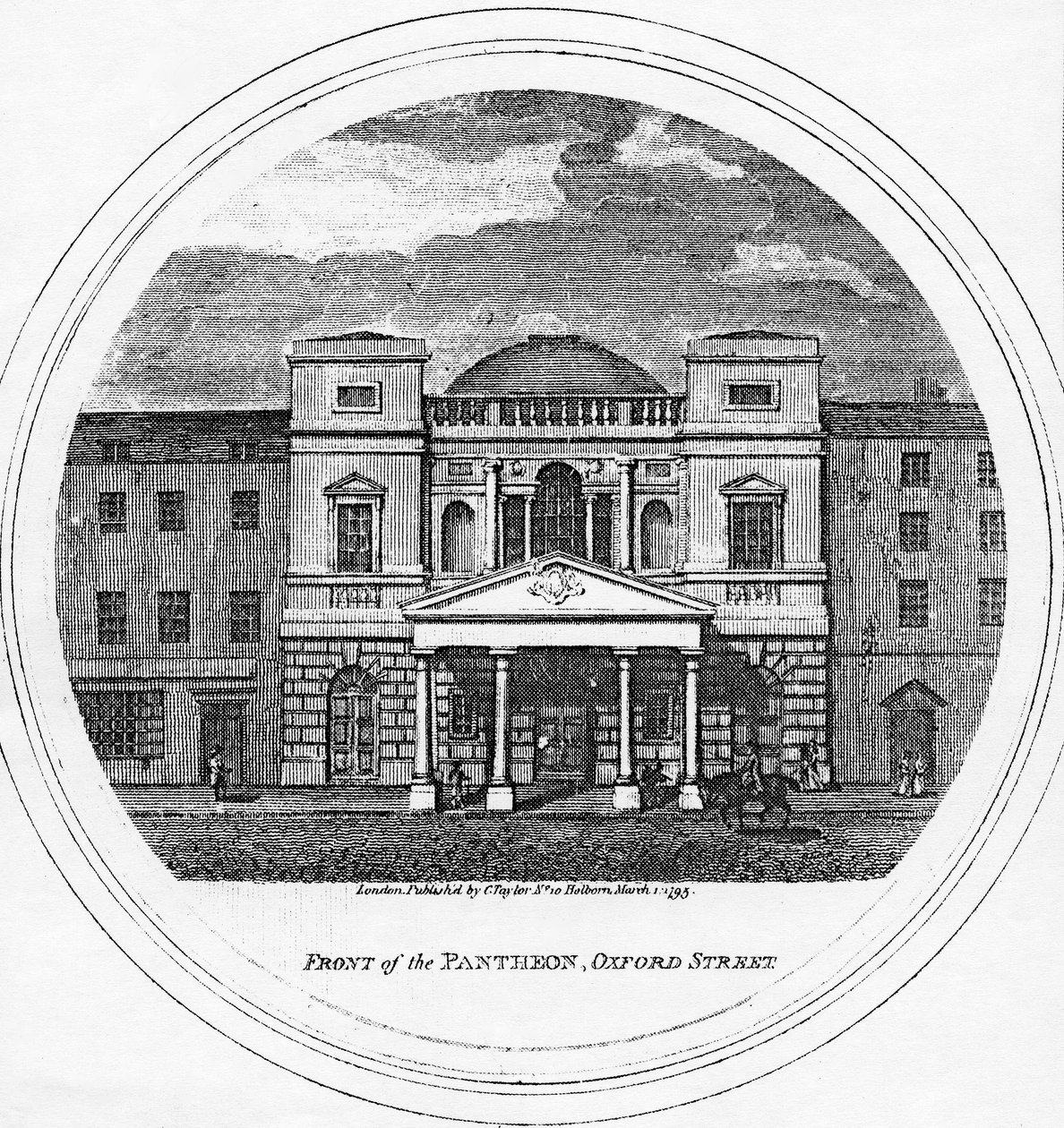 Pantheonin edessä, Oxford Street, 1795 tekijältä English School