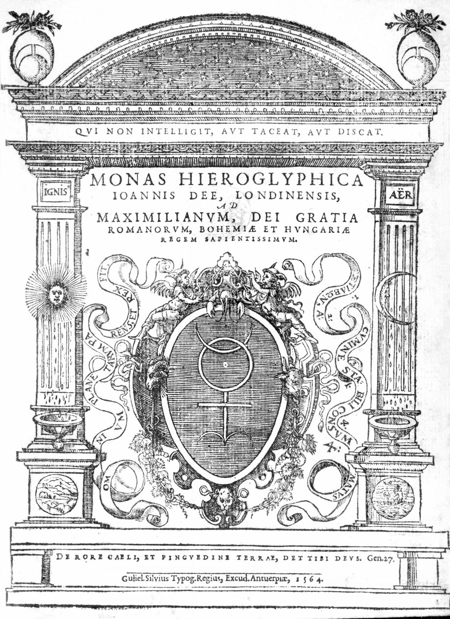 John Deen Monas Hieroglyphican etukappale, julkaistu vuonna 1564 (painettu) tekijältä English School