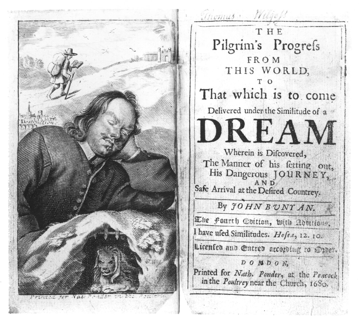 John Bunyanin (1628-88) pubin The Pilgrims Progressin etukappale. vuonna 1680 tekijältä English School
