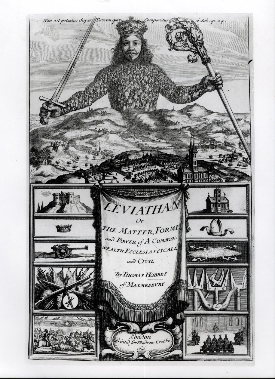 Malmesburyn Thomas Hobbesin (1588-1679) esikuva Leviathanille tai yhteisen rikkauden asia, muoto ja voima kirkollinen ja siviili, 1651 tekijältä English School