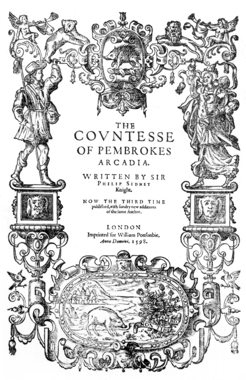Sir Philip Sidneyn etulevy Pembrokesin kreivitär Arcadialle, 1598 tekijältä English School