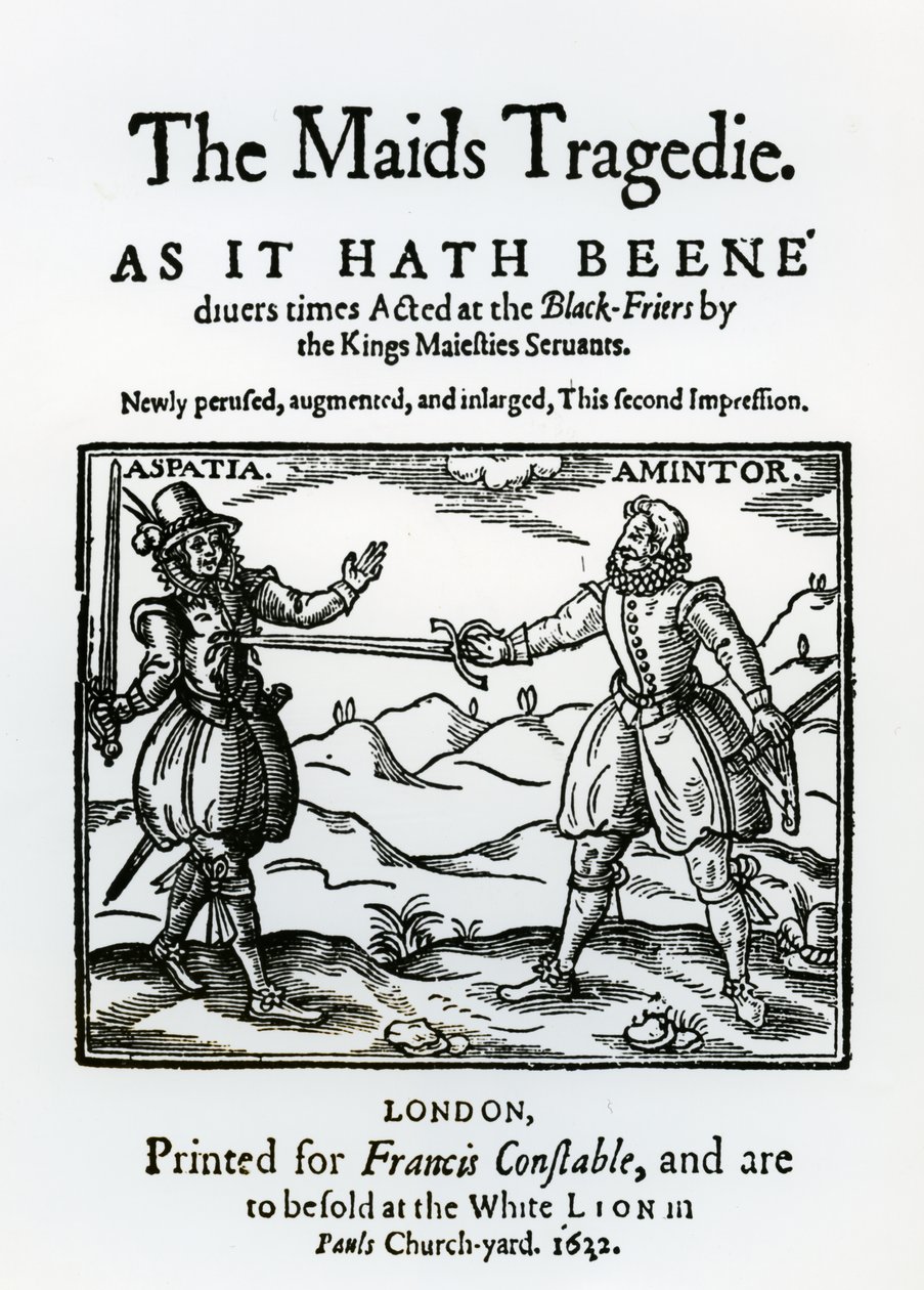 Sir Francis Beaumont (1584-1616) ja John Fletcher (1579-1625) The Maids Tragedy -elokuva 1622 tekijältä English School