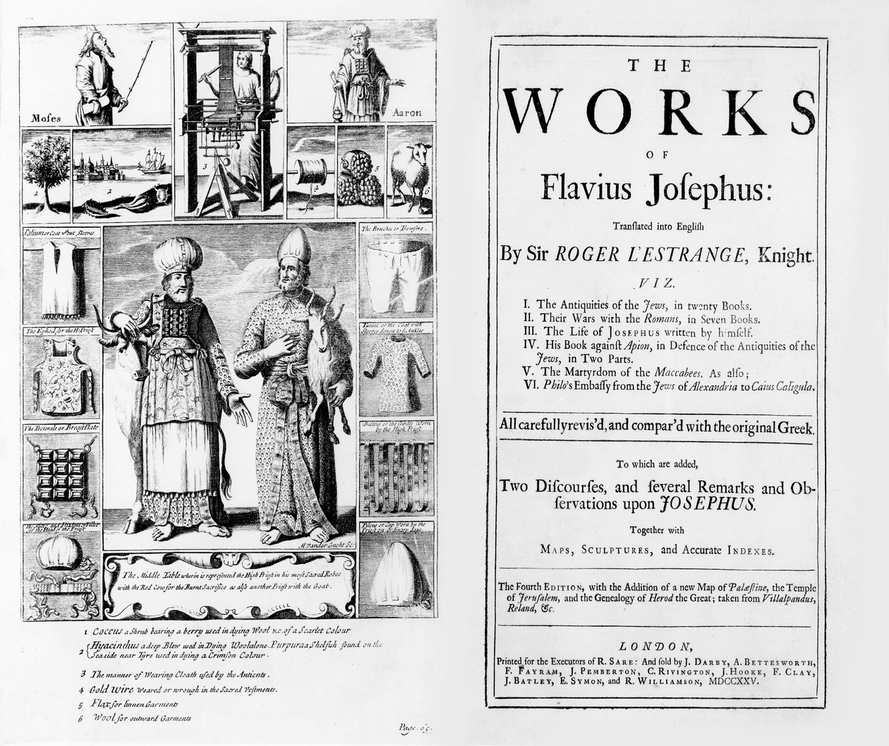 Frontispiece Flavius Josephuksen teoksiin, 1725 tekijältä English School