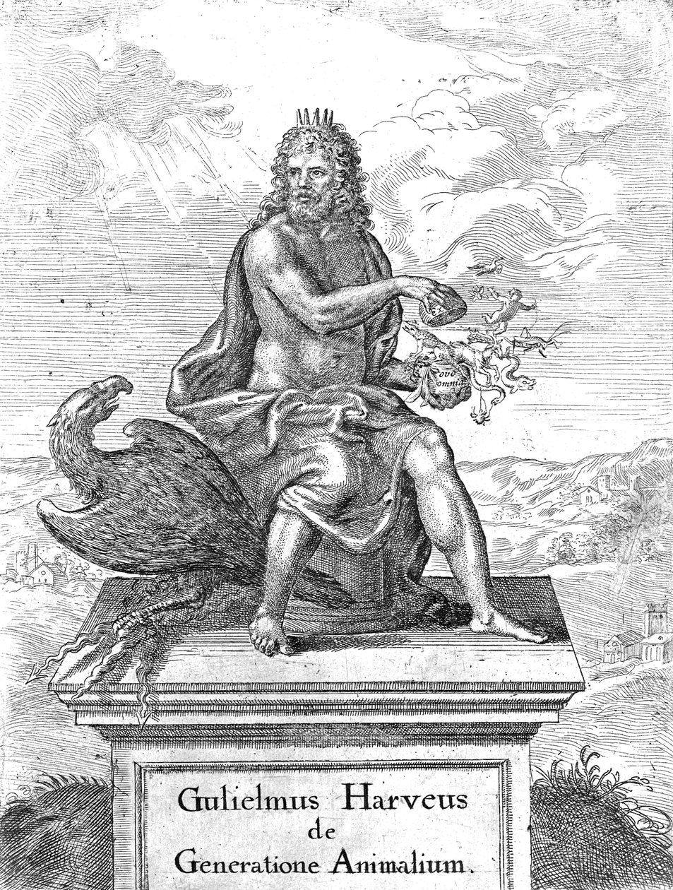 Frontispiece William Harveysille The Generation of Animals julkaistiin vuonna 1651 tekijältä English School
