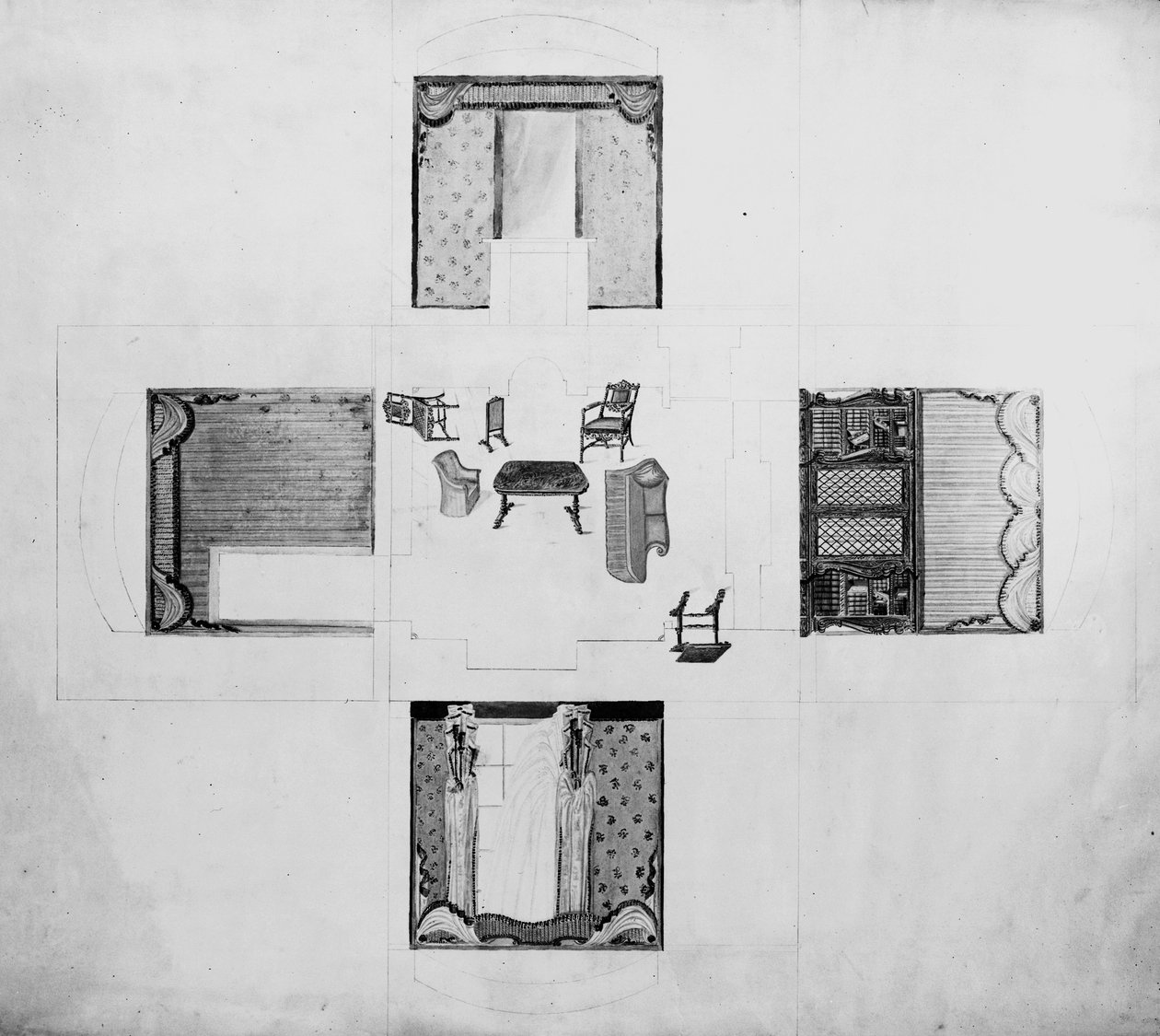 Pienen olohuoneen kalusteet, Gillows and Co, 1822 tekijältä English School