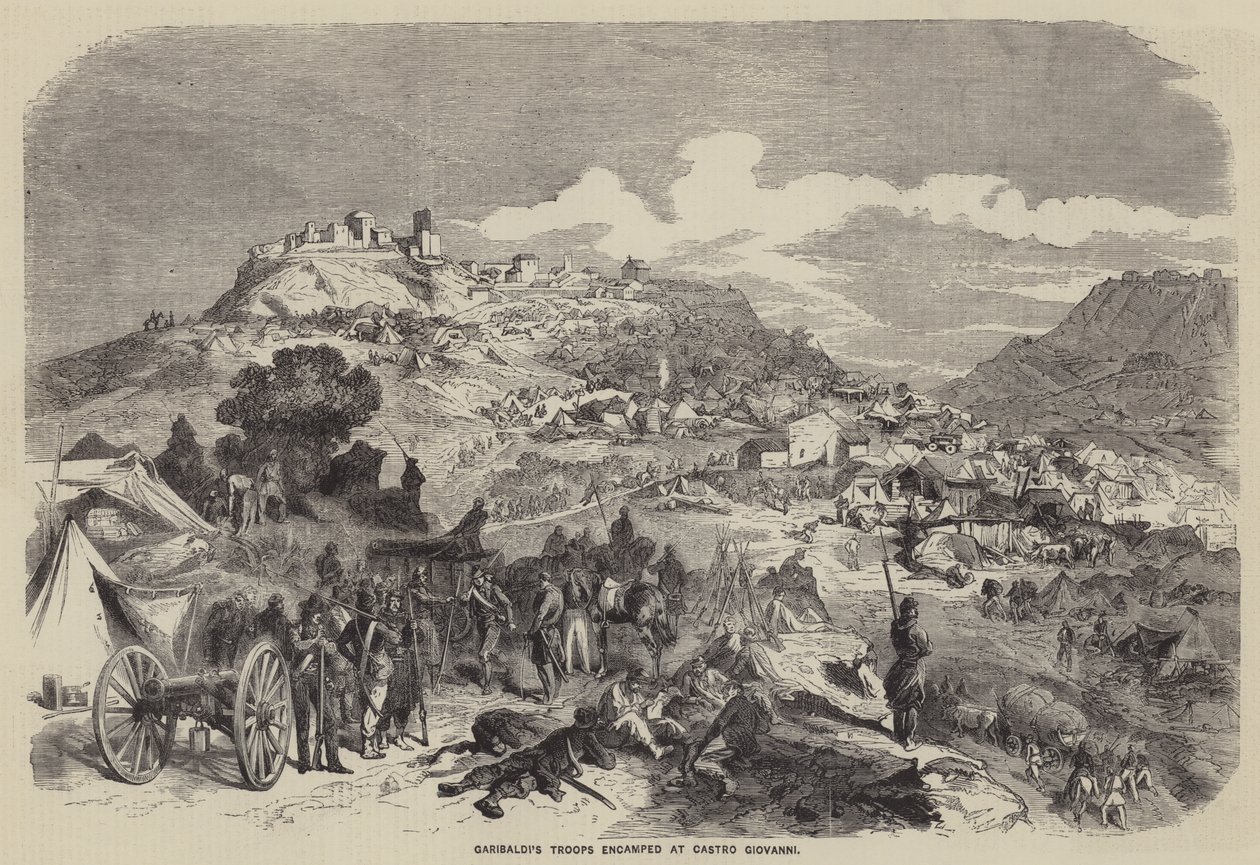 Garibaldin joukot Castro Giovannissa (kaiverrus) tekijältä English School